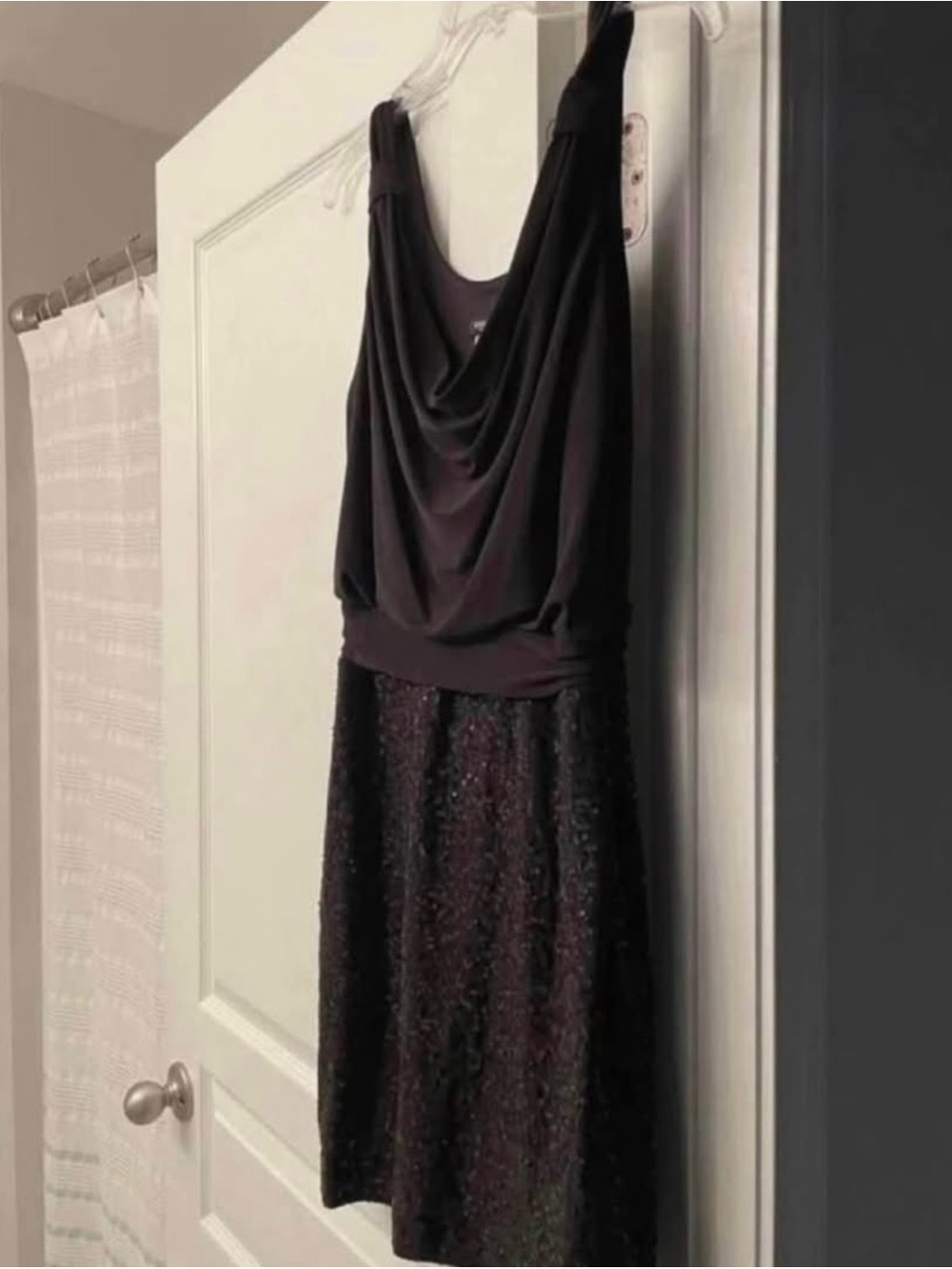 Bisou Bisou Black Draped Bodice Midi Dress
